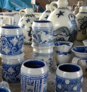 Salt-glazed pottery by SJ Pottery.